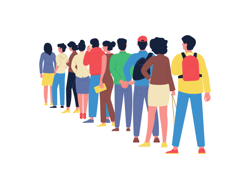 People queuing for lunch, waiting to place their order for the meal of the day.